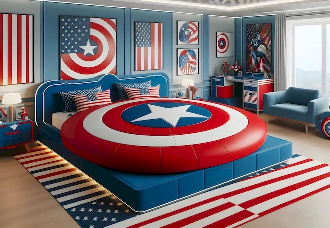 Superhero Marvel Captain America Inspired Bedroom Bed Designs Homespir