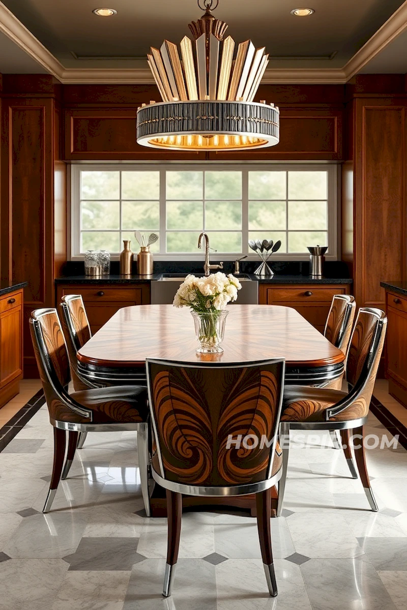 Art Deco Table with Inlaid Wood Patterns