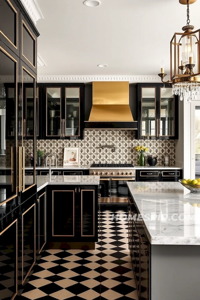 Bold Patterned Floor for Art Deco Kitchens