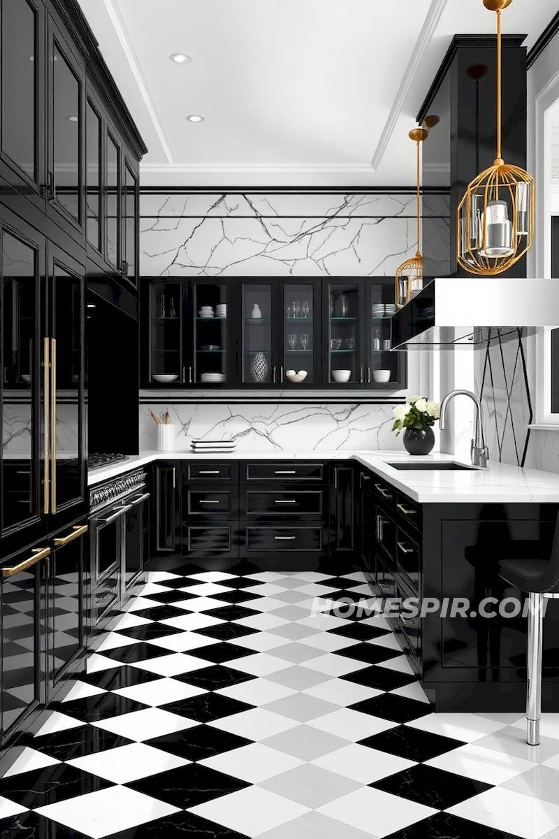 Classic Black White Deco Kitchen Design