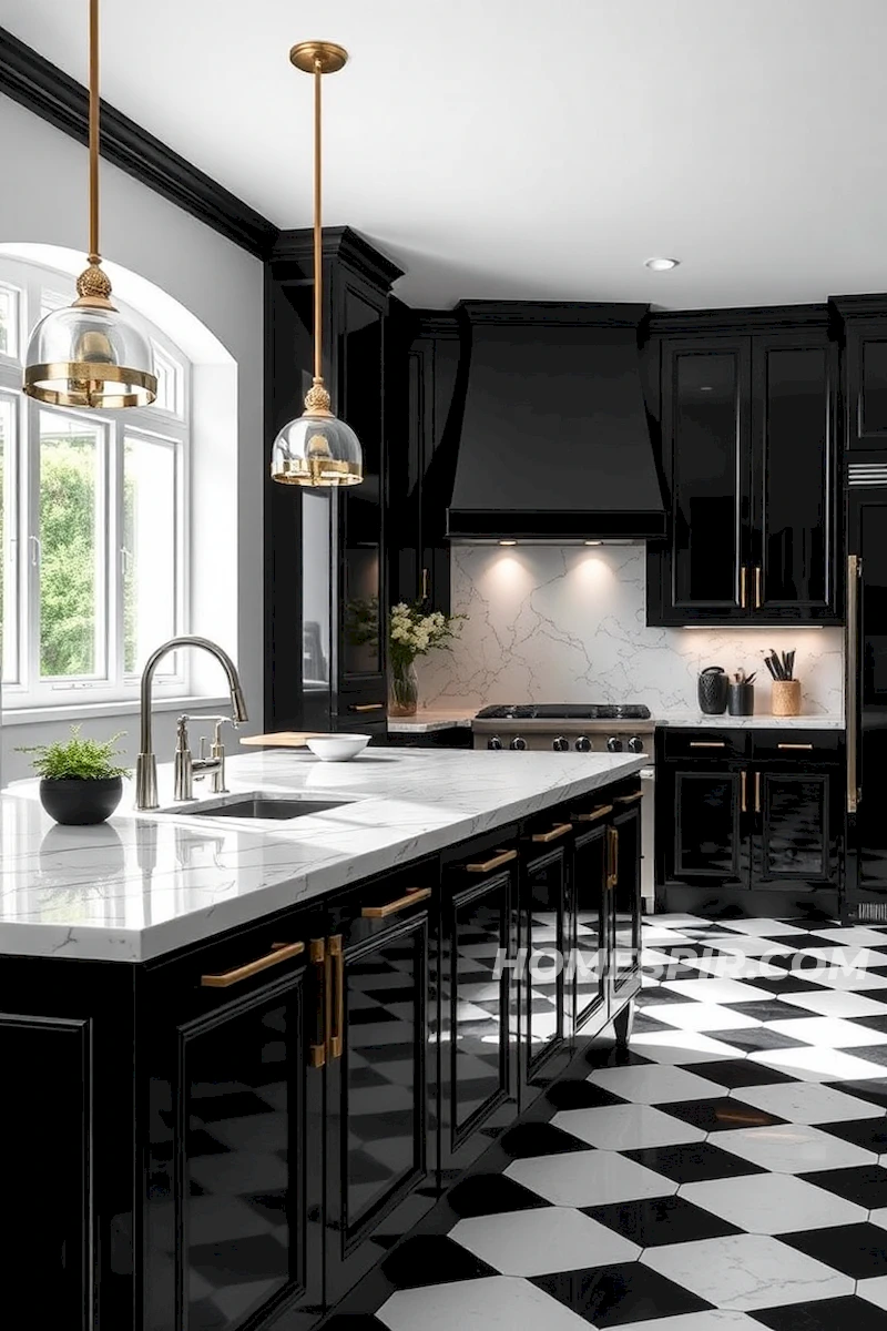 Glossy Black Cabinets for Art Deco