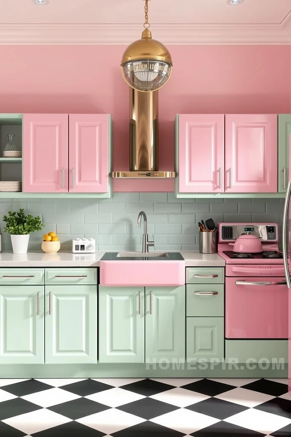 1950s Inspired Kitchen With Pink Appliances