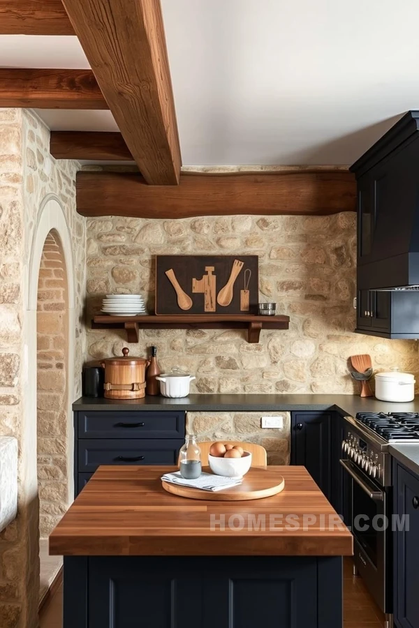 Aged Wood Beams in Tuscan Kitchen Style