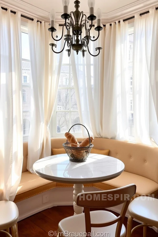 Airy Parisian Nook with Sheer Curtains