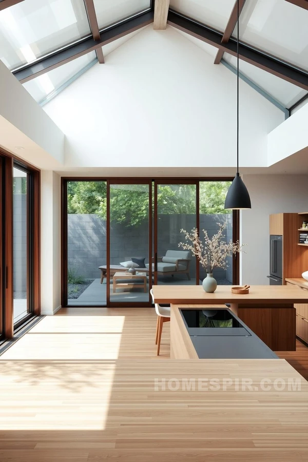 Airy Zen Kitchen with Sliding Doors