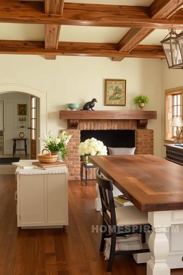 Antique Brass Accents in Cream-Colored Kitchen