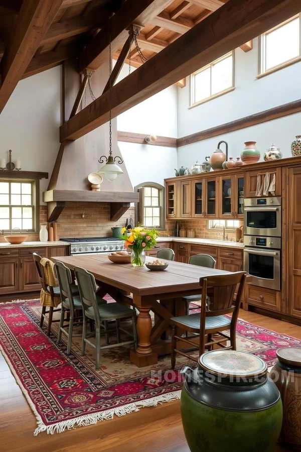 Antique Brass and Wooden Beams in Artisan Space