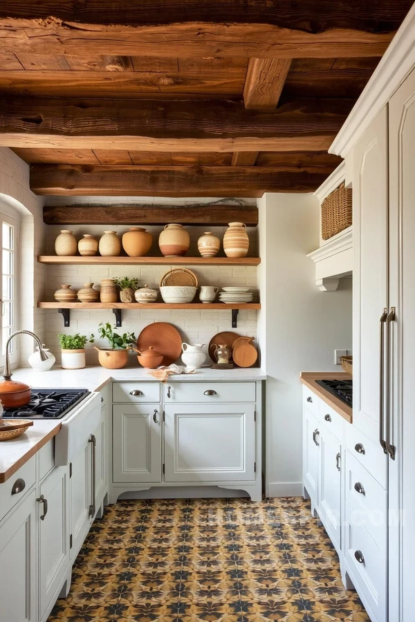 Antique Cabinets Meet Modern Shelving