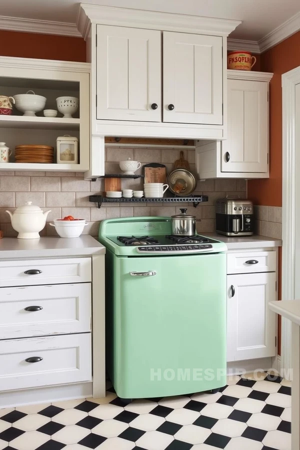 Antique Kitchenware Vignette in Colorful Craftsman Kitchen