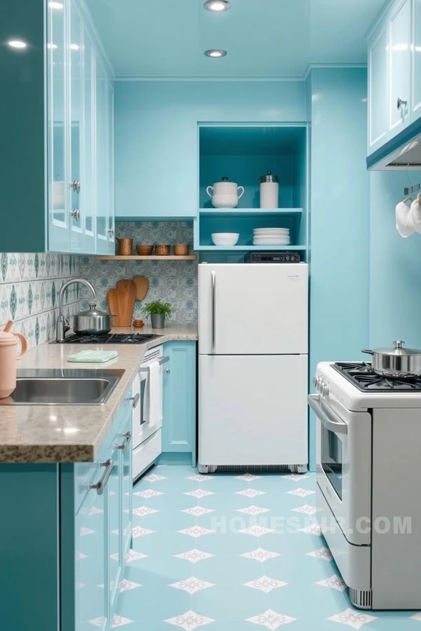 Aqua Blue Retro Kitchen Design