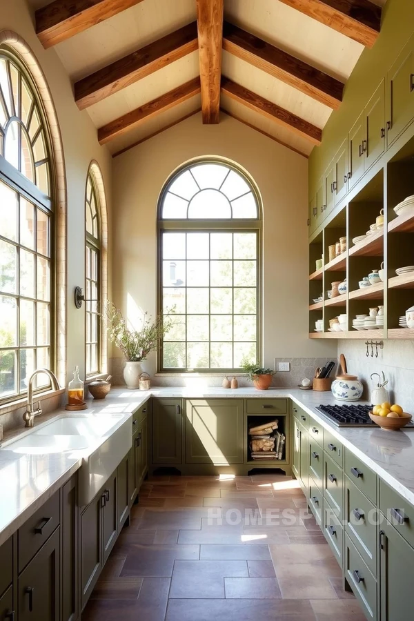 Arched Light-Filled Tuscan Culinary Space