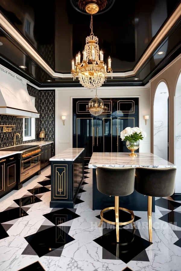 Art Deco Glamour in Open Kitchen Space