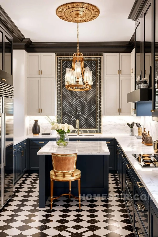 Art Deco Glamour in Transitional Kitchen