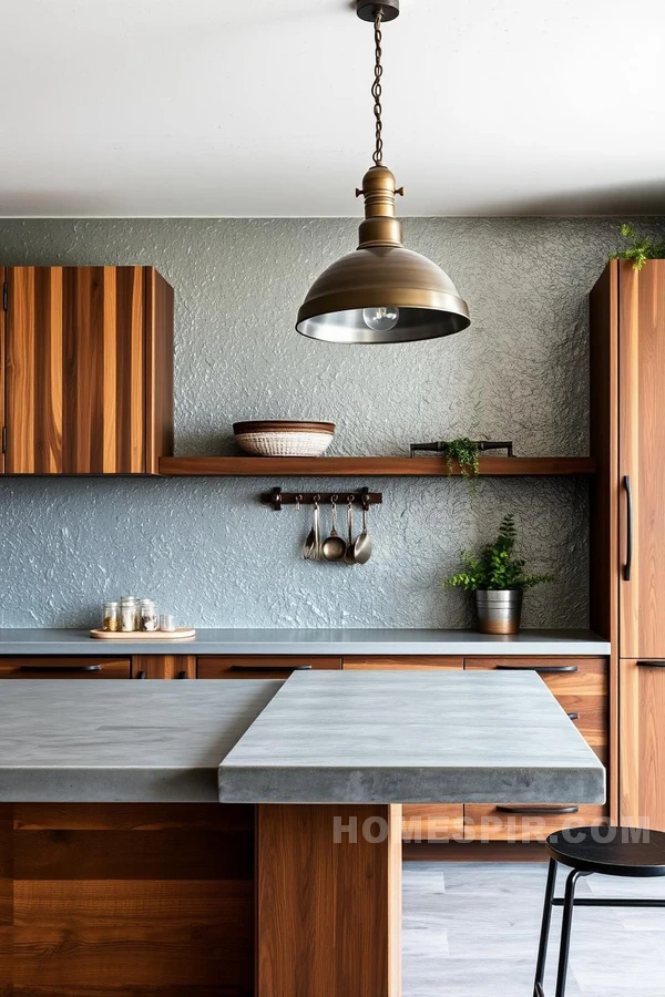 Artful Textures and Lighting in Industrial Kitchen