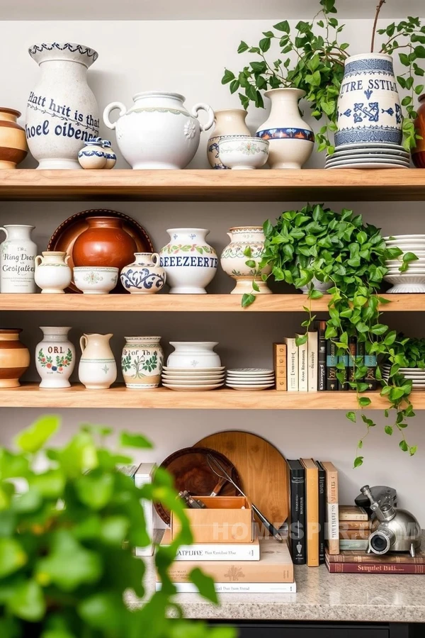 Artisan Shelf with Greenery and Books