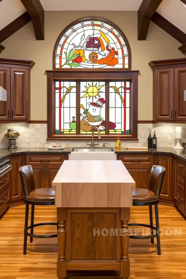 Artisanal Hand-Carved Cabinets in Craftsman Kitchen