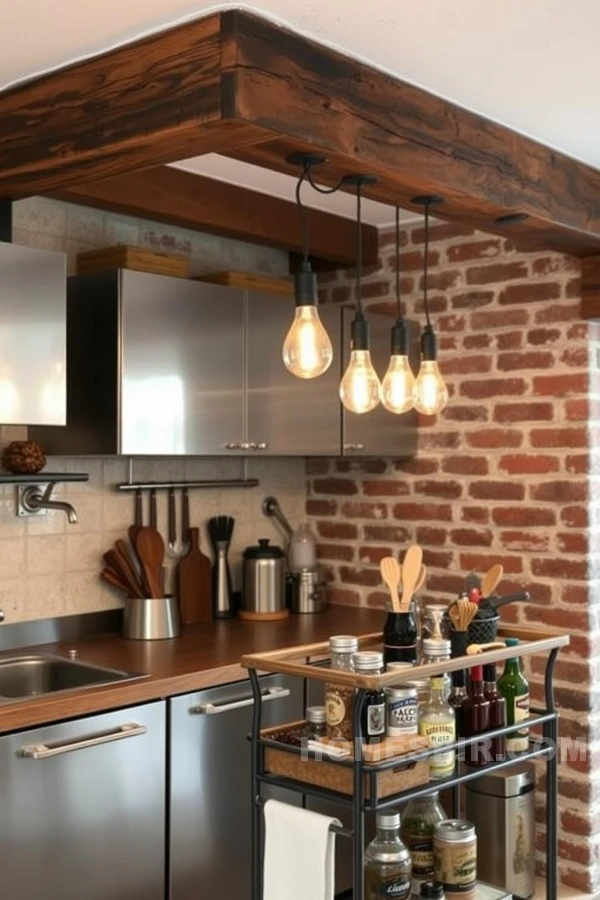 Artisanal Spice Display in Rustic Industrial Kitchen