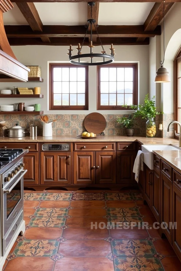 Artisanal Tile Floors in Tuscan Kitchens