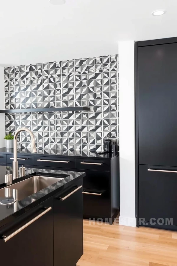 Artistic Black and White Kitchen Tiles