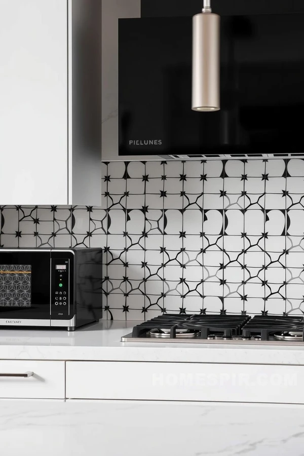 Artistic Tile Backsplash in Modern Kitchen