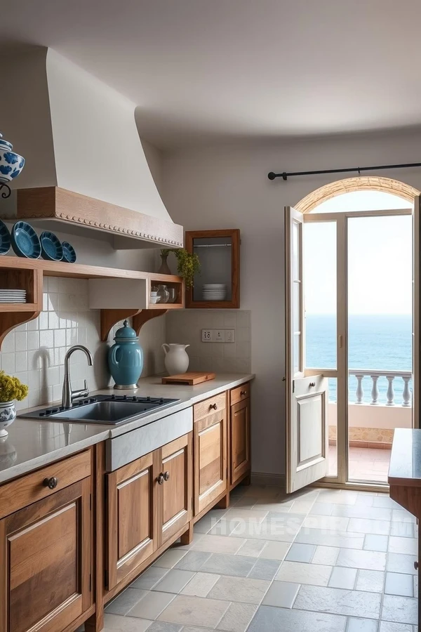 Azure Ceramic Details in a Coastal Kitchen