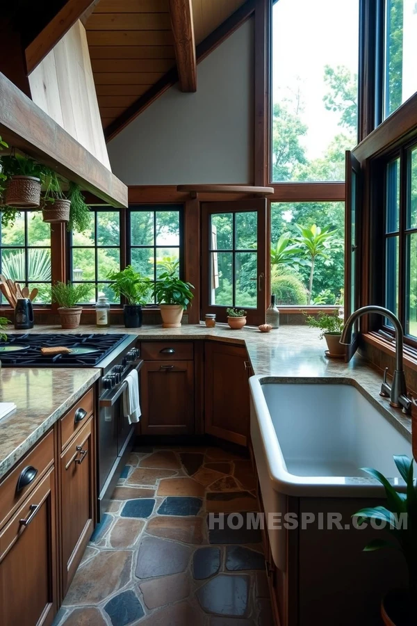 Bamboo Flooring in Nature Inspired Kitchen