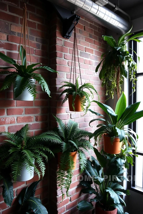 Banana Leaves and Ferns in Urban Space