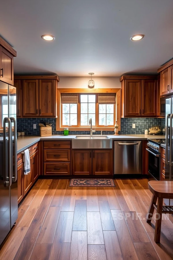 Barn Wood Floor Kitchen Style Fusion