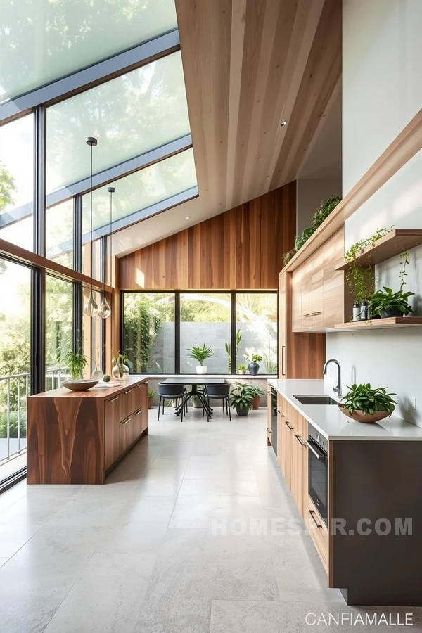 Biophilic Kitchen with Vertical Garden Elements