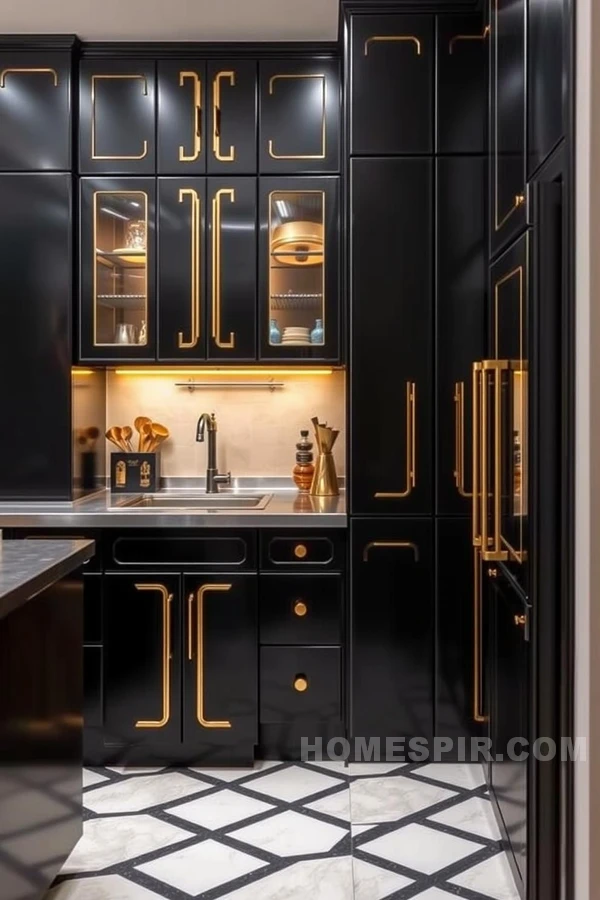 Black and Gold with Polished Steel in Kitchen