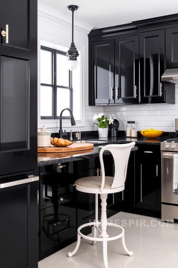 Black and White Chic Kitchen Glossy Finish