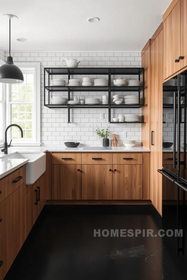 Black and White Kitchen Elegance with Industrial Edge