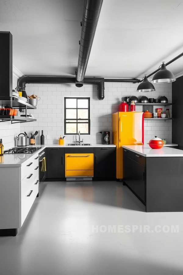 Black and White Kitchen with Color Flair