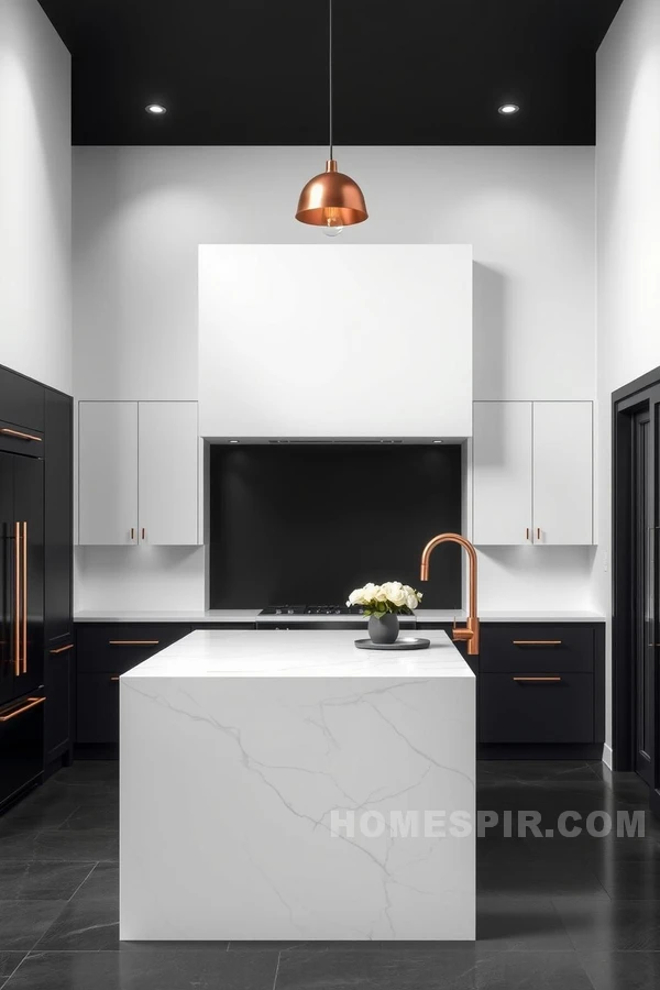 Black and White Kitchen with Copper Accents