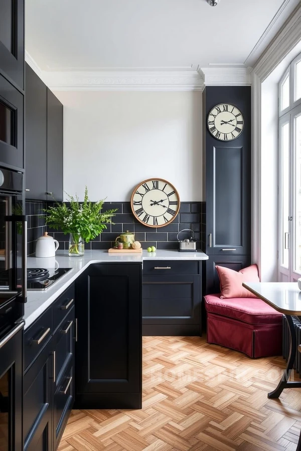 Black Cabinets and Retro Elegance Combine