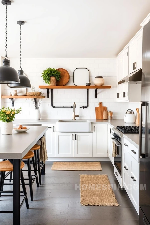 Black Iron Accents in Soft Kitchen