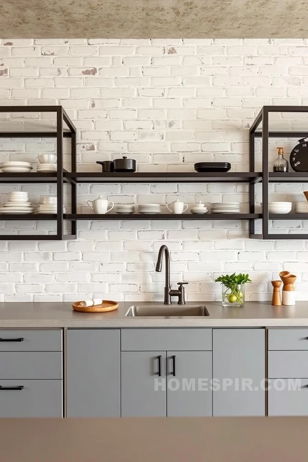 Black Iron Frames in Bold Industrial Kitchen