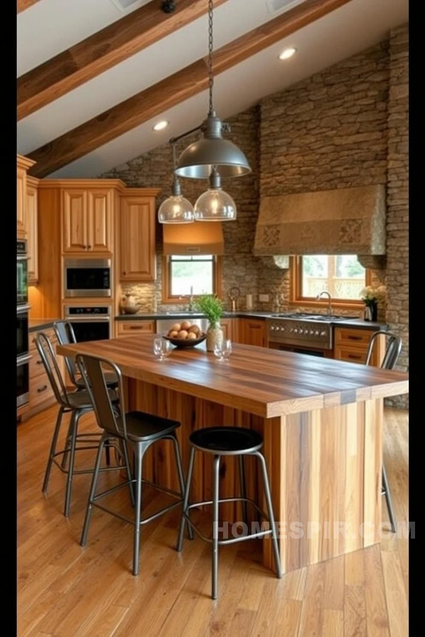 Blending Timber and Metal in a Chic Cabin Kitchen