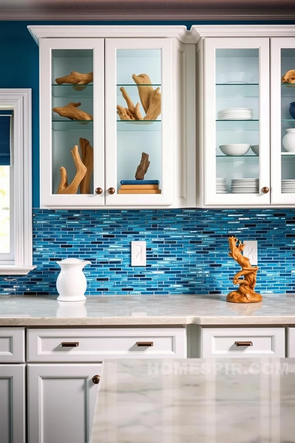 Blue Wave Backsplash in a Zen Kitchen