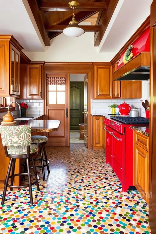 Bold Accents Brightening Up Traditional Kitchen