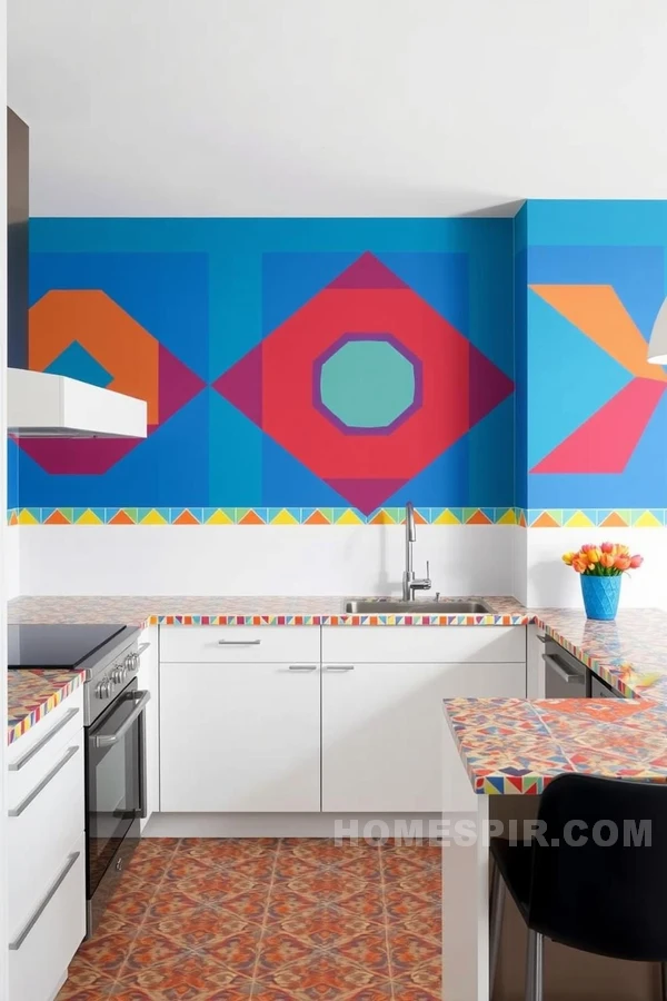 Bold Color Geometric Kitchen Design