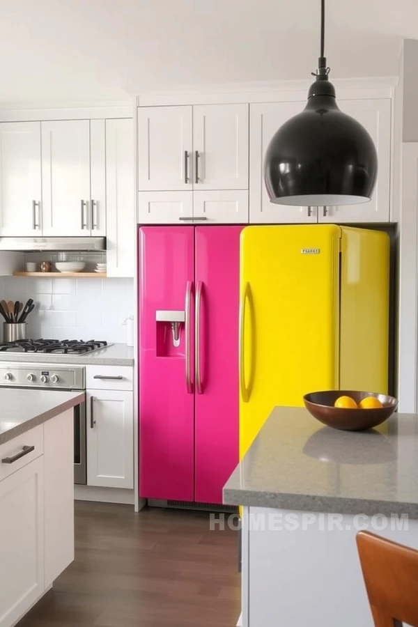 Bold Fridge in Neutral Urban Kitchen Design