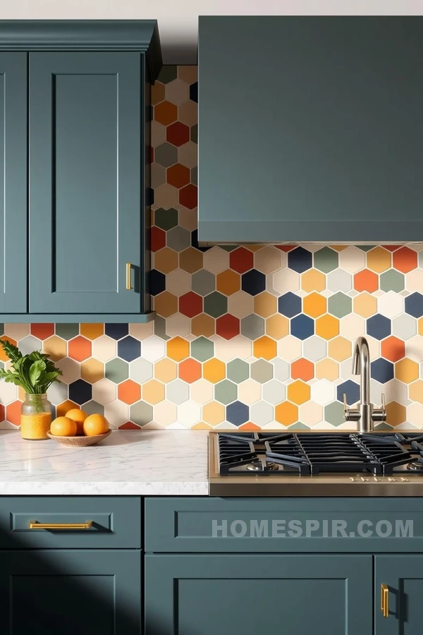 Bold Hexagonal Backsplash Design