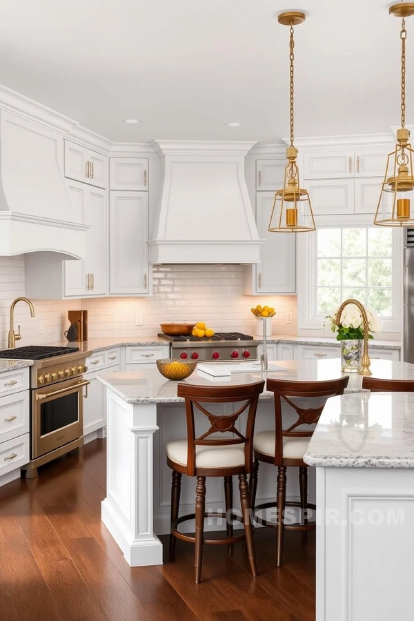 Brass Accents in Colonial Kitchen