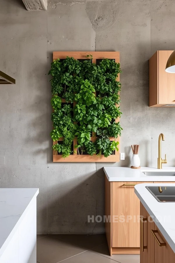 Brass Accents in Nature Meets Industry Kitchen