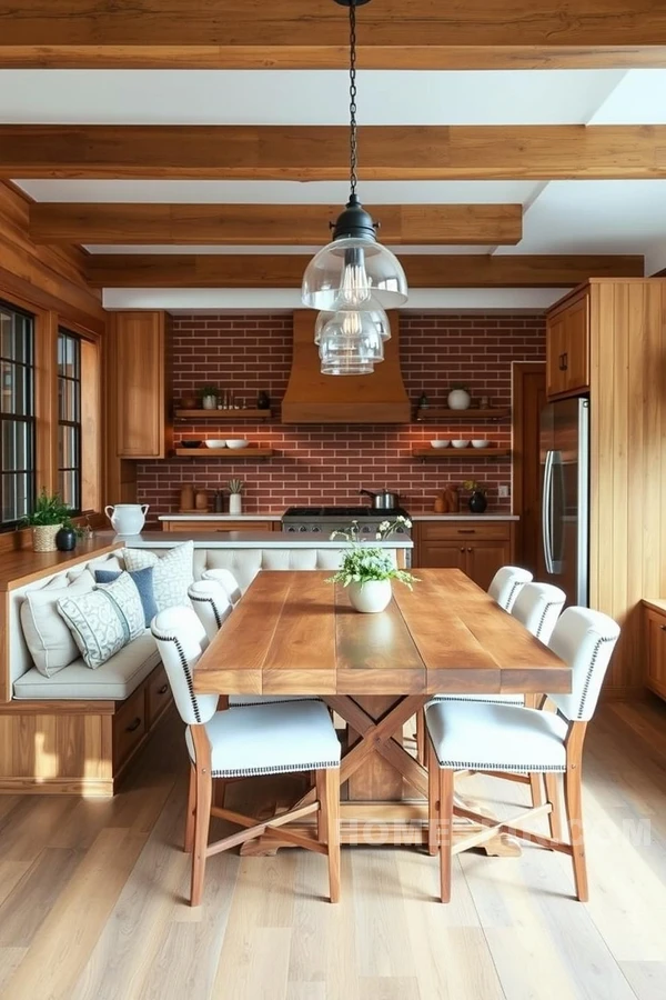 Brick Backsplash and Rustic Seating