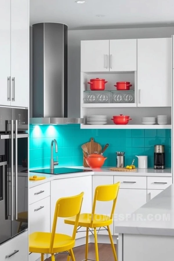 Bright Color Accents for Modern Kitchens