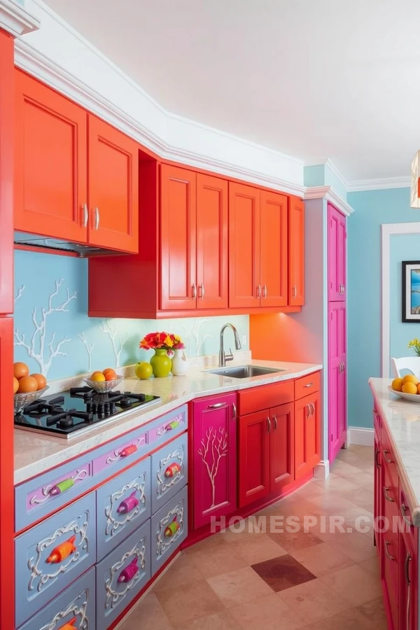 Bright Coral Reef Color Inspirations for Kitchen