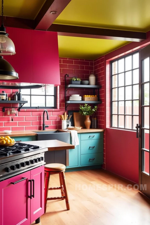 Brightly Painted and Well-lit Kitchen