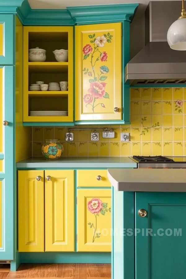 Brilliant Color Combinations in Retro Kitchen